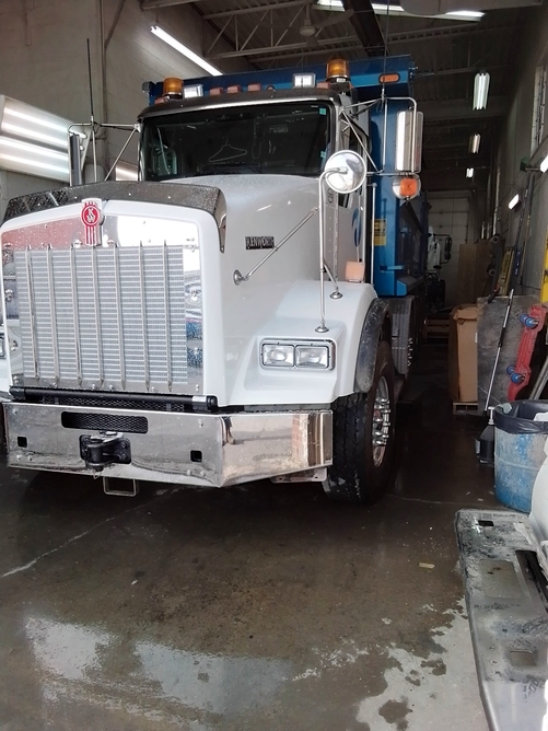 Front view of a big truck repaired by J.B.Michor